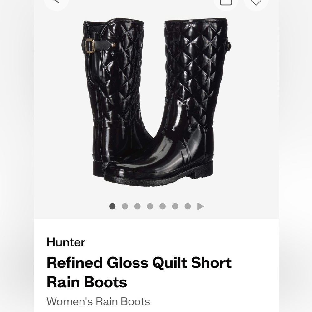 Hunter Refined Gloss Quilt Short Rain Boots- Sz 9- worn once!